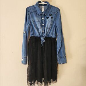 Justice Girls 8 Long Sleeve Denim and Tulle Star Dress